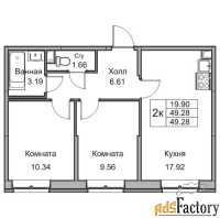 2 - комн.  квартира, 48.9 м², 1/17 эт.