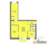 3 - комн.  квартира, 55.9 м², 3/4 эт.