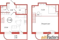 1 - комн.  квартира, 51.88 м², 1/12 эт.