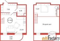 1 - комн.  квартира, 51.4 м², 1/12 эт.