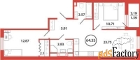 2 - комн.  квартира, 64.33 м², 3/12 эт.