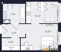 1 - комн.  квартира, 40.48 м², 17/24 эт.