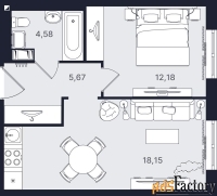 2 - комн.  квартира, 40.58 м², 16/24 эт.