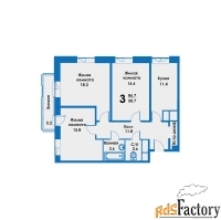 3 - комн.  квартира, 83.4 м², 3/8 эт.