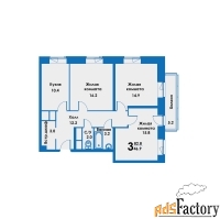 3 - комн.  квартира, 83 м², 5/8 эт.