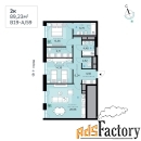 2 - комн.  квартира, 89.23 м², 1/12 эт.