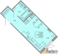1 - комн.  квартира, 23.83 м², 1/17 эт.