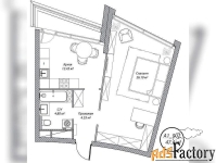 1 - комн.  квартира, 47.9 м², 9/10 эт.
