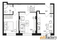 2 - комн.  квартира, 54.39 м², 1/4 эт.