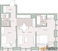 2 - комн.  квартира, 58.24 м², 2/12 эт.