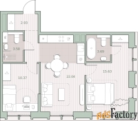 2 - комн.  квартира, 58.24 м², 5/12 эт.