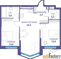 1 - комн.  квартира, 49.6 м², 18/50 эт.