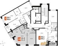 2 - комн.  квартира, 43.7 м², 7/9 эт.