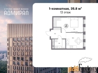 1 - комн.  квартира, 35.8 м², 13/21 эт.