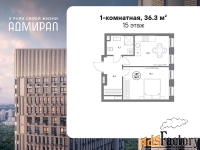 1 - комн.  квартира, 36.3 м², 15/21 эт.