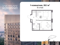 1 - комн.  квартира, 35.1 м², 16/19 эт.