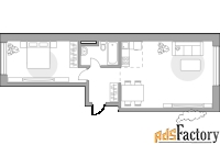 2 - комн.  квартира, 61.6 м², 13/19 эт.