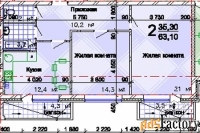 2 - комн.  квартира, 60 м², 3/3 эт.