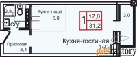 1 - комн.  квартира, 34 м², 2/12 эт.
