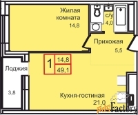 1 - комн.  квартира, 49.1 м², 9/12 эт.
