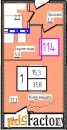 1 - комн.  квартира, 31.8 м², 4/12 эт.