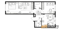2 - комн.  квартира, 61.88 м², 3/4 эт.