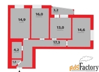 3 - комн.  квартира, 80.1 м², 15/26 эт.