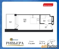 1 - комн.  квартира, 23.1 м², 8/12 эт.