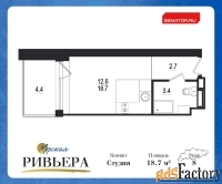 1 - комн.  квартира, 23.1 м², 8/12 эт.