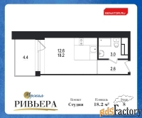 1 - комн.  квартира, 22.6 м², 8/12 эт.