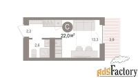 1 - комн.  квартира, 22.03 м², 3/8 эт.