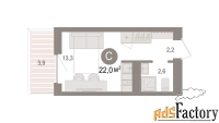 1 - комн.  квартира, 22.01 м², 2/9 эт.