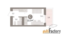 1 - комн.  квартира, 22.01 м², 2/9 эт.