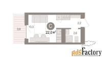 1 - комн.  квартира, 22.03 м², 8/9 эт.