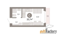 1 - комн.  квартира, 20.7 м², 2/9 эт.