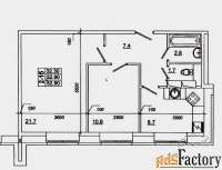 2 - комн.  квартира, 52.2 м², 16/16 эт.