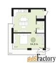 1 - комн.  квартира, 54.7 м², 7/15 эт.