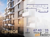 2 - комн.  квартира, 67.4 м², 23/25 эт.