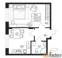 1 - комн.  квартира, 37.86 м², 1/4 эт.