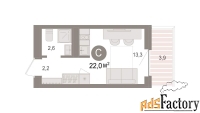 1 - комн.  квартира, 22.03 м², 3/8 эт.