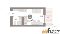 1 - комн.  квартира, 22.03 м², 4/9 эт.