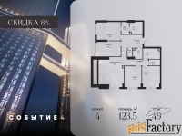 4 - комн.  квартира, 123.5 м², 49/49 эт.