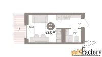 1 - комн.  квартира, 22.03 м², 4/9 эт.