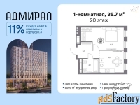 1 - комн.  квартира, 35.7 м², 20/21 эт.