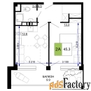 2 - комн.  квартира, 45.3 м², 3/9 эт.