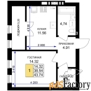 1 - комн.  квартира, 43.74 м², 4/7 эт.