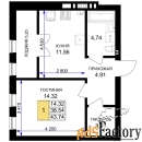 1 - комн.  квартира, 43.74 м², 6/7 эт.
