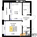 1 - комн.  квартира, 43.74 м², 7/7 эт.
