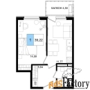 1 - комн.  квартира, 39.22 м², 3/9 эт.