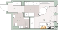 1 - комн.  квартира, 24.6 м², 13/13 эт.